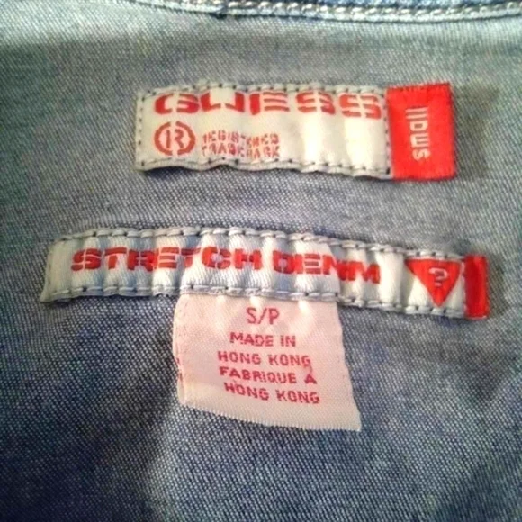 VINTAGE RARE GUESS STRETCH DENIM TOP WOMENS S/P CO - Picture 3 of 8